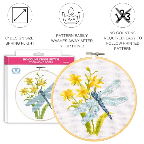 DIAMOND DOTZ Spring Flight Stamped Cross Stitch for Adults, Counted Pattern - color: Spring Flight