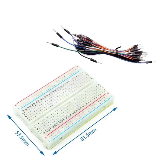 65pcs Breadboard Jumper Wires Kit - 400 Tie Points - Flexible Breadboards for Arduino Prototyping Circuit DIY Electronic Project - color: 1pcs400TieBreadboard-JumperWire65pcs