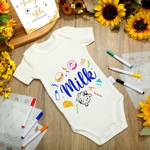 Panitay 100 Pcs White Baby Bodysuits Bibs Kit 25 Guests, Bee - style: Bee
