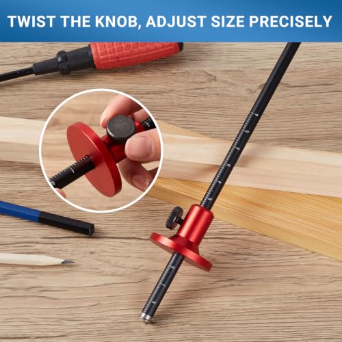 Wheel Marking Gauge with Micro-Adjustment – Precision Dovetail Marker for Woodworking, Dual MM/Inch Scale, Anti-Roll Base & Carbide Scriber, Aluminum Alloy Joinery Layout Tool