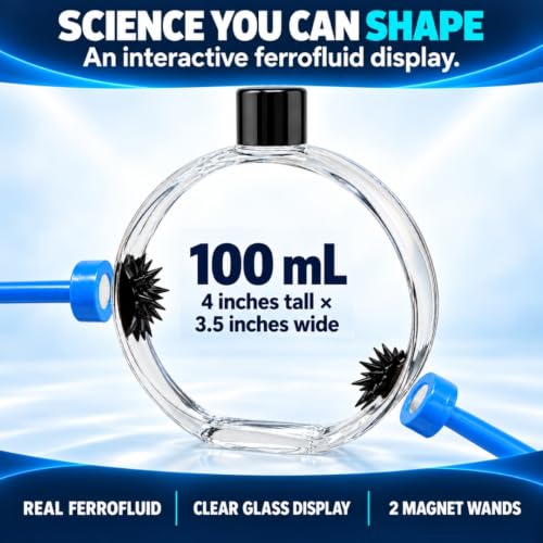 Ferrofluid Kit, Sealed Bottle & 2 Magnets (Blue Handles) - color: Blue Handles