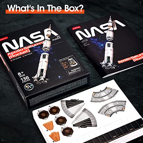 CubicFun NASA Apollo Saturn V 3D Rocket Puzzle Kit, 136 Pieces, Ages 8+ - style: B - NASA Apollo Saturn V