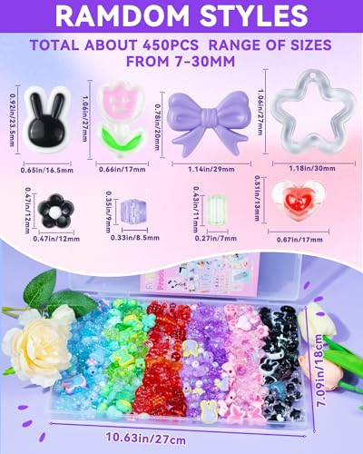 FIVEIZERO 480PCS Assorted Acrylic Beads for Jewelry & Bracelet Making - color: 6 Colors-Pink/Purple/Blue/Green/Red/Black