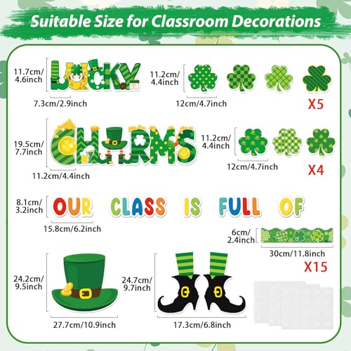 gisgfim St.Patrick Day Bulletin Board Decoration Set Lucky Shamrock Borders Cutouts for Party School Classroom Door Welcome Bulletin Board Craft Home Wall(St. Patrick's Day) - style: St. Patrick's Day