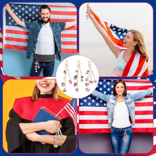 CraftyDream 558 Pcs American Flag Charm Keychain Making Kit DIY USA Crafts - style: Patriotic