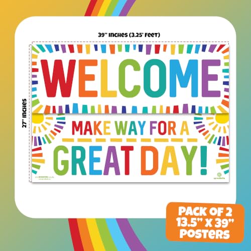 Sproutbrite 2 Pack 13.5"x39" Welcome Educational Posters & Charts - color: Welcome Banner