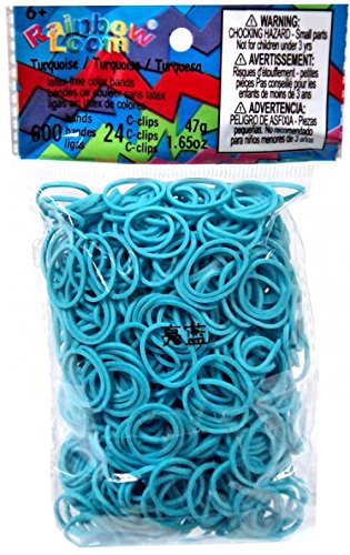 Rainbow Loom Twistz Bandz Latex Free Rubber Band Refill + C-Clips - Turquoise
