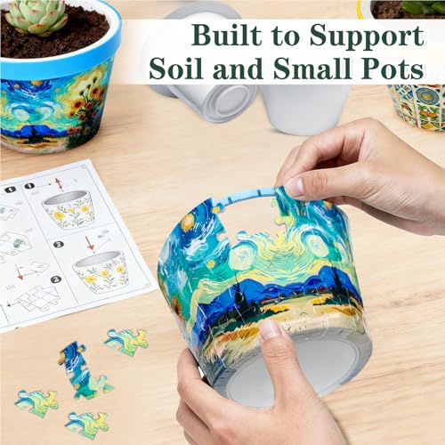 3D Puzzle Planter, 152 Pcs 3D Puzzle Vases for Adults, Flowers, Small Cute Indoor Plant Pot, Arts and Crafts for Kids 4-6, Adults, Girls, Unique Flower Vases(Sunflower) - color: Sunflower, size: Planter