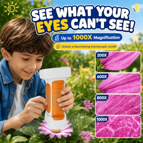 1000X Handheld Digital Microscope for Kids: Explorer 4K Magnifying Glass - color: Yellow