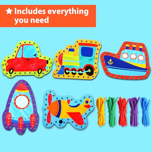 KRAFUN Transport Vehicle Lacing Cards Age 3+ | 5 Projects - color: Transport - Standard