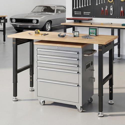 SPECRAFT Adjustable Black Heavy-Duty Workbench - color: Black, size: Standard/44"x20"