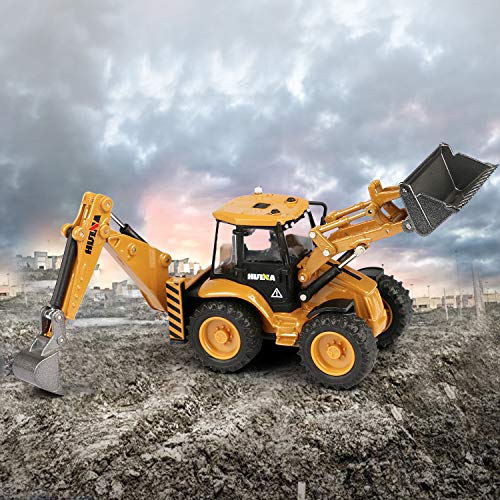 duturpo 1/50 Scale Metal Diecast Backhoe Loader Toy, Metal Play Construction Vehicles Trucks Toy for Boys - style: Backhoe Loader