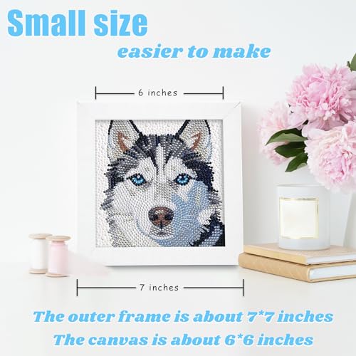 Libfx Diamond Art Kits for Kids with Frame Diamond Art for Girls Boys Beginners Arts and Crafts Birthday Gifts (Husky) - color: Husky