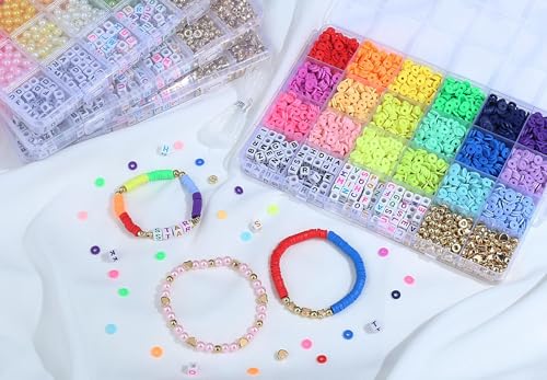 XIANNVXI 18color Clay Beads Kit for Friendship Bracelet 8mmClay Kandi Letter Beads Kit for Jewelry Making DIY Crafts - color: Clay Beads