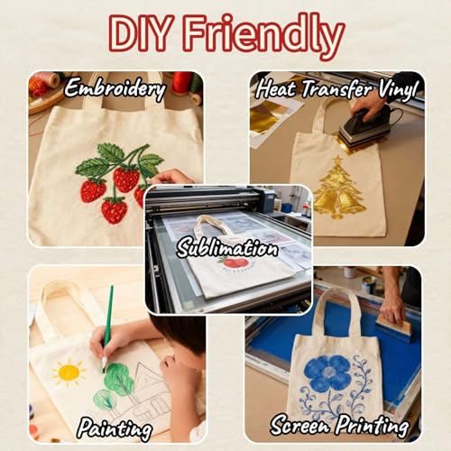 24 Pcs Small Kids Canvas Tote Bags - 8x8.7 Inch Mini Craft Bags, Bulk Sublimation Blanks for DIY Painting, Perfect for Children's Art Classes, Party Favors & Wedding Gifts