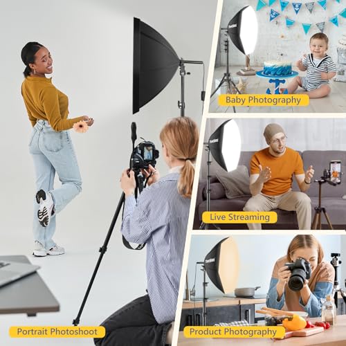 Torjim Softbox Photography Lighting Kit | 20" X 20" & 85W LED Studio Light - color: 20 inches