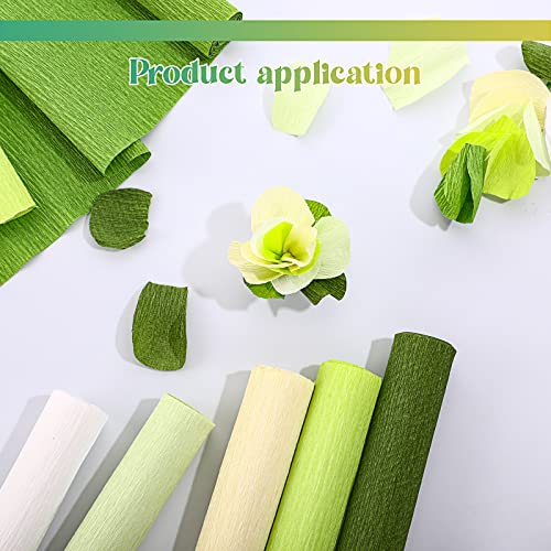 Gersoniel 57 Pcs Crepe Paper DIY Kit for Flower Making, Green - color: Green