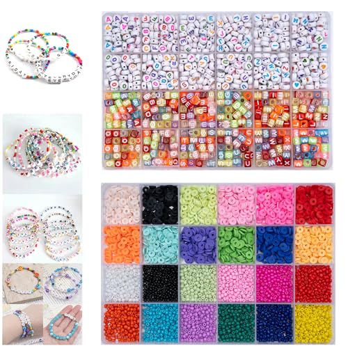 Acrylic Pony Beads Jewelry Making Kit – 96 Colors, UV Color Changing & Glow Alphabet Beads, Heart Bow Crystal String, Tools, Gift Box for DIY Bracelets, Necklaces (8mm Pony Beads Six Box) - color: 8mm pony Beads Six Box
