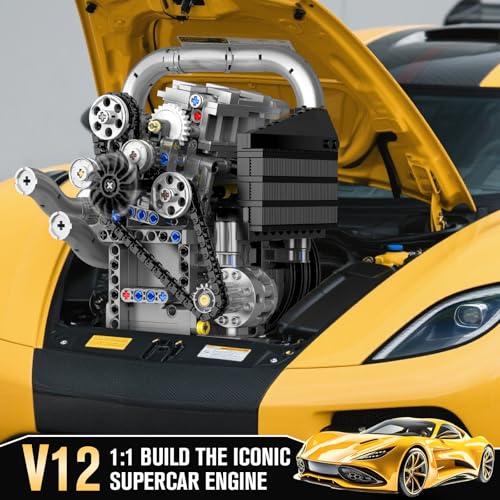 Mould King 10215 Engine Building Kit for Adults, MOC Ideas Mini Transmission Engine Model Toy for Display, STEM Building Project for Teens 14+(739 PCS) - style: KS Engine