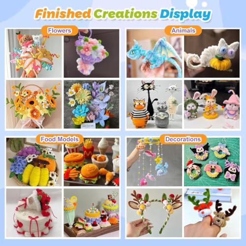 600 PCS Pipe Cleaners Craft Bulk, 6 Pastel Colors Pipe Cleaner Flower Kit, Chenille Stems with Floral Wires, Gardening Tape, Stamen&Ribbon, DIY Art and Craft Supplies(Purple) - color: 600PCS-Purple