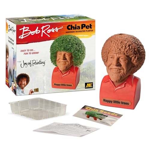 Chia Pet Bob Ross Red Shirt Terracotta Planter with Seed Pack - style: Bob Ross with Red Shirt