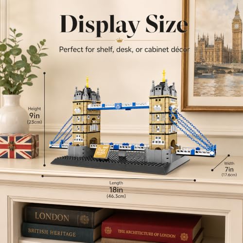 Tower Bridge Building Block Set 969 Pcs London Architecture Building Set for Adults & Teens Historic UK Landmark Model Kit Home Office Desk Decor Display Gift - style: London Twin Tower Bridge