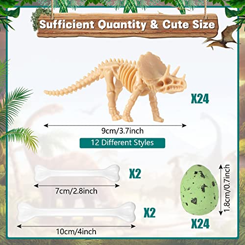 Sratte 52 Pcs Dinosaur Fossil Skeleton Kit for Kids, 3.7 inch, Light Brown