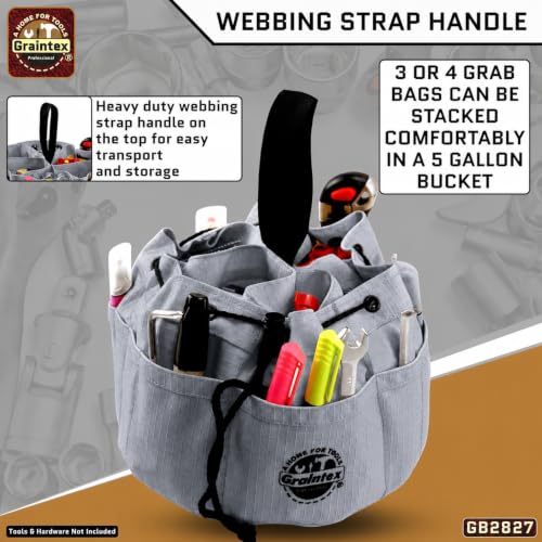 Graintex 18 Pockets Grab Bag Rip-stop Canvas Drawstring Closure, Small Part Organizer Pouch, Small Tools, Screws, Parts, Parachute Tool Bag for Efficient Storage - Steel Grey - color: Steel Grey