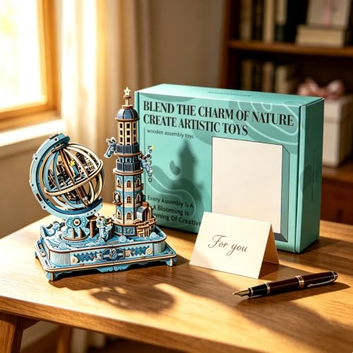 Wooden 3D Puzzles for Adults, Music Box Model Kit Creative Craft