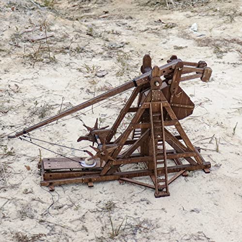 The MINI Counterweight Trebuchet Medieval Siege Equipment 3D Wooden Puzzle Model Kit for Adults, DIY STEM Project Tabletop Toy, Alder Veneer Plywood, 14 Years and Older