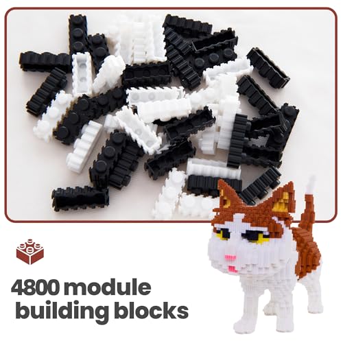 Cat Micro Building Blocks Set, Animal Yellow Cat DIY Mini 3D Building Toy Bricks Kit Gift for Adults and Kids,4800 Pieces - color: Yellow Cat
