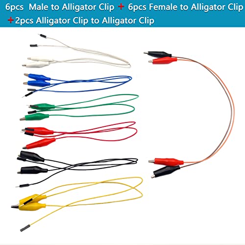 Alligator Clip Test Leads Jumpers - Gator to Male and Female Jumper Wires for Power Supply,LED Strips, Multimeters, Arduino Raspberry Pi(14pcs 13.78 "/35cm) - size: 14pcs Alligator Clip Test Lead