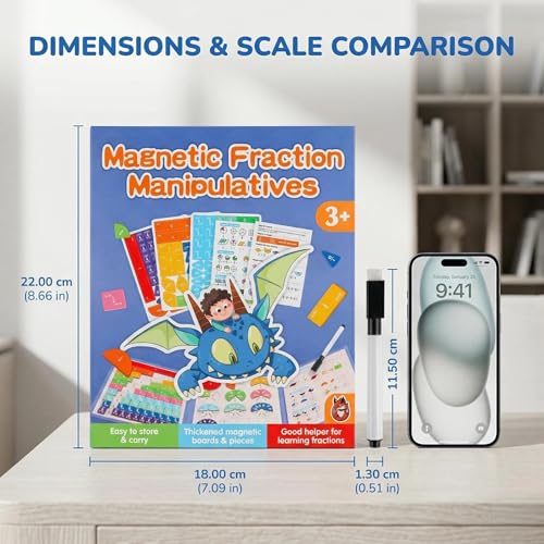 Magnetic Fraction Playbook Tiles Circles Math Manipulatives Board Set