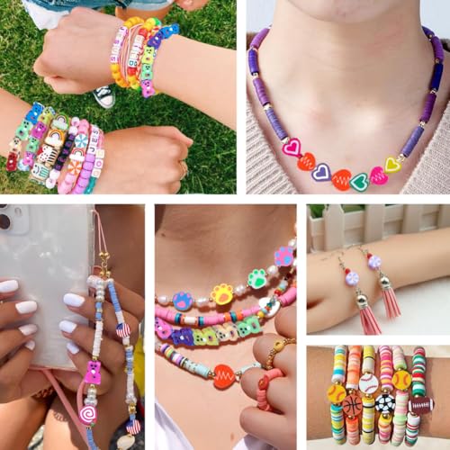 200pcs Candy Polymer Clay Beads, Mixed Rainbow Charm Spacer Beads for Bracelet Necklace DIY Jewelry Making (Candy Rainbow) - color: Candy Rainbow