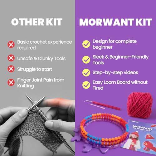 Loom Knitting Kit for Beginners - DIY Hat & Scarf Craft Toy with Buttons - Fun Crochet Toy for Kids Ages 7 8-12 - Perfect Birthday and Christmas Gift for Girls - color: Purple