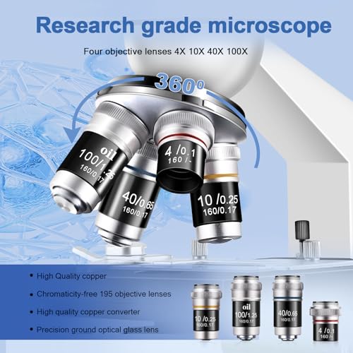 Trinocular Microscope 40X-5000X Magnification Laboratory Grade with Dual Mechanical Stage and HD USB Camera Microscopes for Adults(Adult Trinocular Microscope with Electronic Eyepiece) - color: Black and White