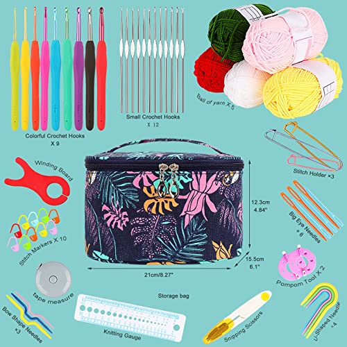 Aeelike Crochet Kit for Beginners Adults, Navy Leaves - color: blue leaves