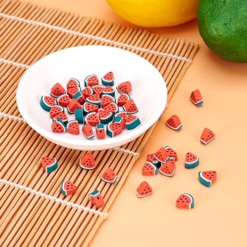 Elecrelive 50Pcs Watermelon Fruit Loose Beads Red Food Clay Beads - color: Watermelon