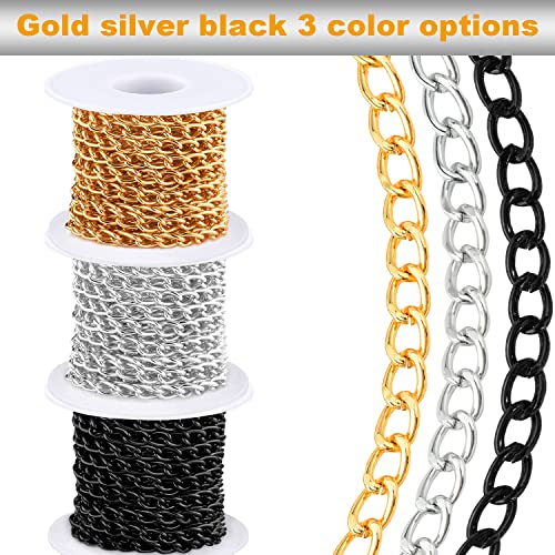Jishi 16ft Aluminium Curb Chain Roll, Thick Twisted Chain Links, Silver Plated Metal Craft Chain Curb Link Chain Spool for Jewelry Making Necklace Bracelet DIY Crafts, Jewelry Making Findings Supplies - color: Silver, size: Curb Chain 16ft 6.5mm