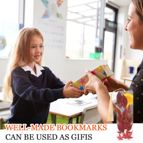 20 Sets Dried Flower Bookmark Making Kit Transparent Bookmark DIY Projects Craft Gift Bulk PET Sticker with Color Tassels and Tweezer for Classroom Activities Reading Award and Book Lovers (Autumn) - style: Autumn
