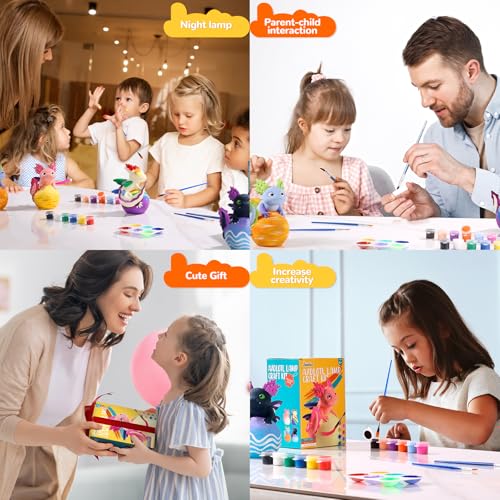 Paint Your Own Axolotl Lamp Kit, Axolotl Crafts Night Light, Arts and Crafts for Kids Ages 4-8, Kids Crafts Ages 6-8 8-12, Birthday Gifts for Girls Boys 6 7 8 9 10 11 12 Years Old 【Upgraded Paints】 - style: Axolotl Upgraded