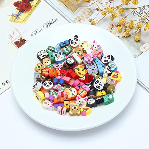 200PCS 10mm Colorful Animal Polymer Clay Beads Bulk for Jewelry Making - color: Clay Animals