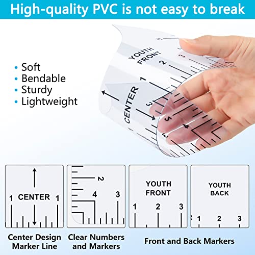 13pcs T Shirt Ruler Guide for Heat Press Vinyl and DTF-Transparent PVC