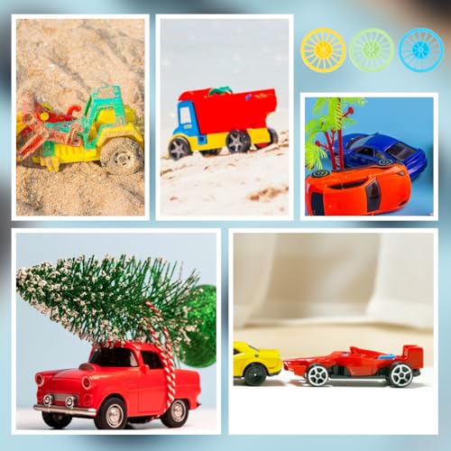 OLYCRAFT 100Pcs 3 Colors Plastic Project Wheels 1.5x0.2 Inch Shaft Round Rod Axles STEM Shaft Plastic Wheels and Steel Axles for DIY Projects Car Truck Boat Model Part Building Projects