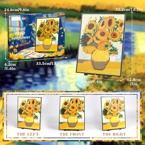 3504PCS Flowers Wall Decoration Micro Mini Building Blocks,Ideas Botanical Sumflowers Painting Frame Collection,Creative Present for 14+ Adults - color: Flowers