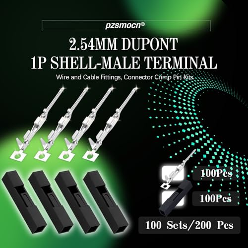 100 Sets / 200 Pieces for Dupont 2.54mm 1Pin Black Male Connector - size: 1-Pin Male, style: Black-Single Row