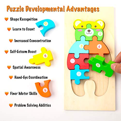 Montessori Mama Wooden Toddler Puzzles for Kids Ages 3-5, Montessori Toys for 3 Year Old, Animal Toddlers Toys Ages, 8-Pack Learning Toddler Puzzle - size: 4-10 pieces (Pack of 2)