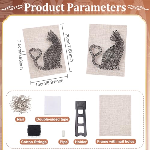 WEBEEDY DIY String Art Kit Cat Mitten Animal Craft Kit with Heart Pattern Creative Craft Kits for Adult Christmas Home Wall Table Decorations Gift - color: Cat