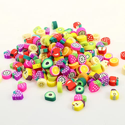 200PCS 10mm Colorful Fruit Polymer Clay Beads Bulk for Jewelry Making Craft - color: Clay Fruits
