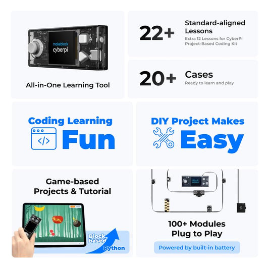 Makeblock CyberPi Project-Based Kit: Coding for Kids 8-12, STEM Programmable Robot with Scratch & Python Support, IoT Technology & Built-in WiFi Module - style: Cyberpi Coding Kit